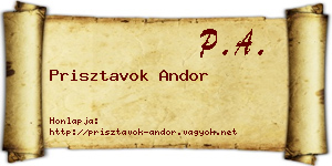 Prisztavok Andor névjegykártya